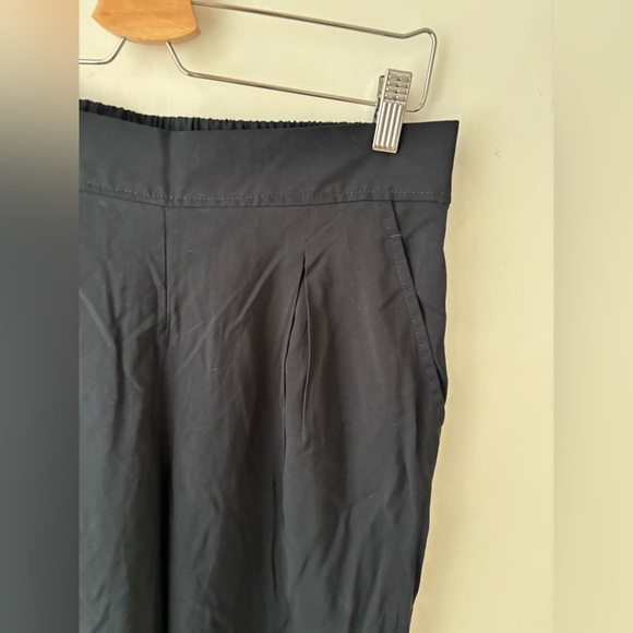 Max Studio Navy Wide Leg Pants Elastic Waist Minimalist Draped Trousers L - Picture 4 of 8